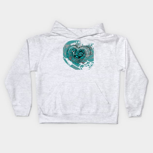 HEART MIX TURQUOISE Kids Hoodie by ACUANDYC